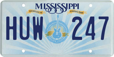MS license plate HUW247