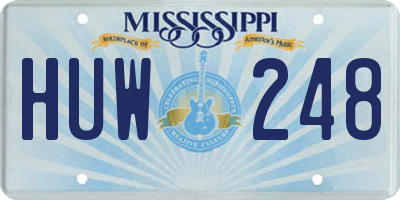 MS license plate HUW248