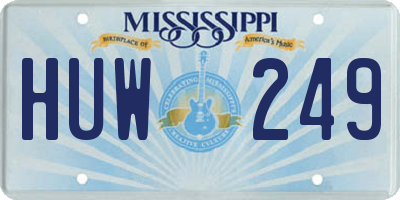 MS license plate HUW249
