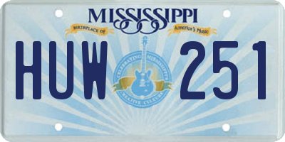 MS license plate HUW251