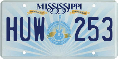 MS license plate HUW253