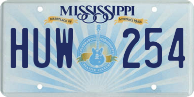 MS license plate HUW254