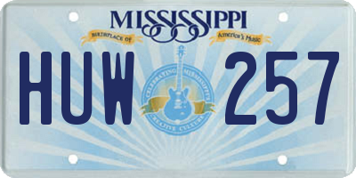 MS license plate HUW257