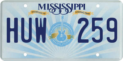 MS license plate HUW259
