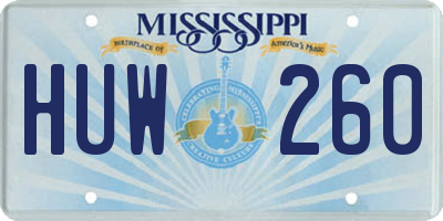 MS license plate HUW260