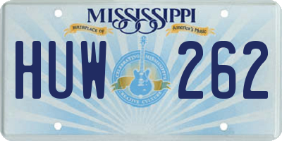 MS license plate HUW262