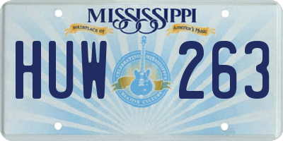 MS license plate HUW263