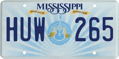 MS license plate HUW265