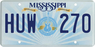MS license plate HUW270