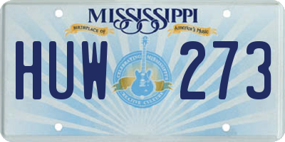 MS license plate HUW273