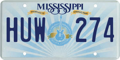 MS license plate HUW274