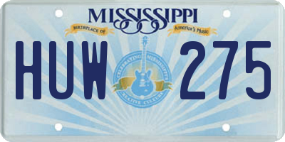 MS license plate HUW275