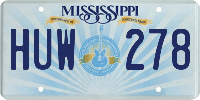MS license plate HUW278