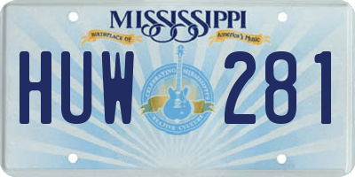 MS license plate HUW281