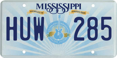 MS license plate HUW285
