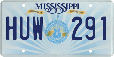 MS license plate HUW291