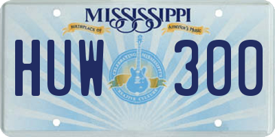 MS license plate HUW300