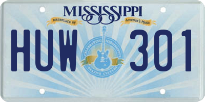 MS license plate HUW301
