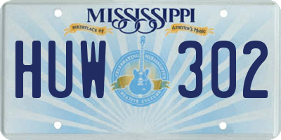 MS license plate HUW302