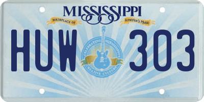 MS license plate HUW303