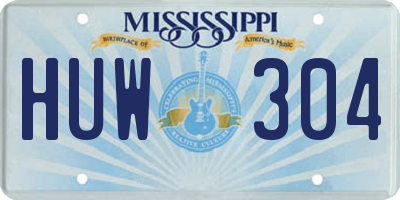 MS license plate HUW304