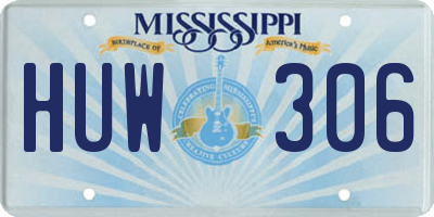 MS license plate HUW306