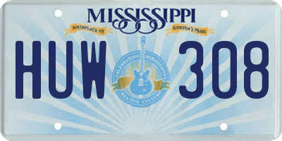 MS license plate HUW308