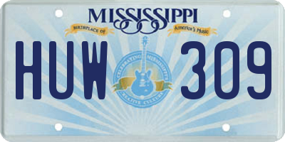 MS license plate HUW309