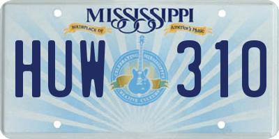 MS license plate HUW310
