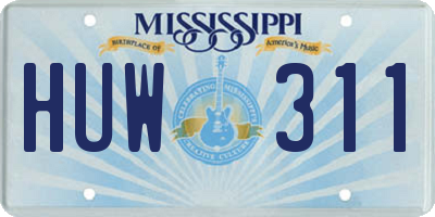 MS license plate HUW311