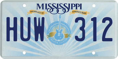 MS license plate HUW312