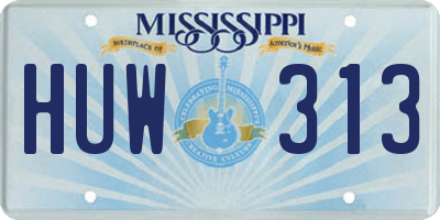 MS license plate HUW313