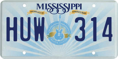 MS license plate HUW314