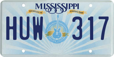 MS license plate HUW317