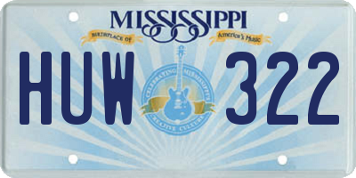 MS license plate HUW322