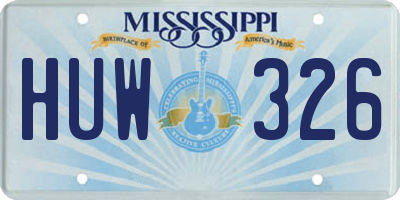 MS license plate HUW326