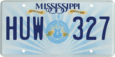 MS license plate HUW327