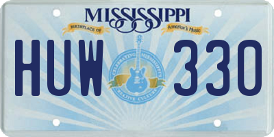 MS license plate HUW330