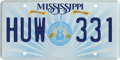 MS license plate HUW331