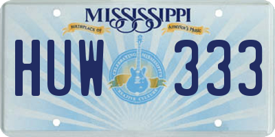 MS license plate HUW333