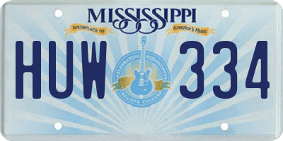 MS license plate HUW334