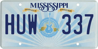 MS license plate HUW337