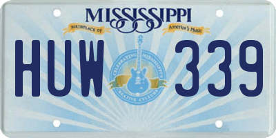 MS license plate HUW339