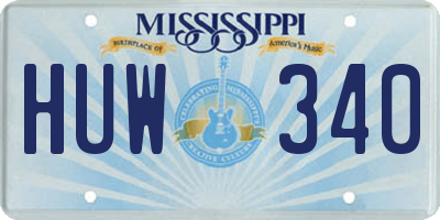 MS license plate HUW340