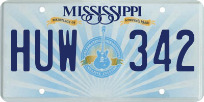 MS license plate HUW342