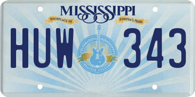 MS license plate HUW343
