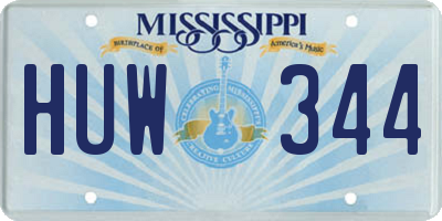 MS license plate HUW344