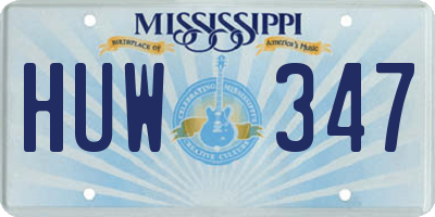 MS license plate HUW347