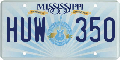 MS license plate HUW350