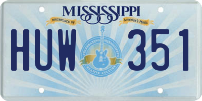 MS license plate HUW351